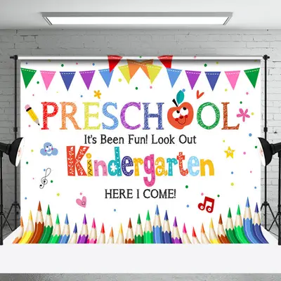 Here I Come Colorful Pens Back To School Backdrop - Aperturee