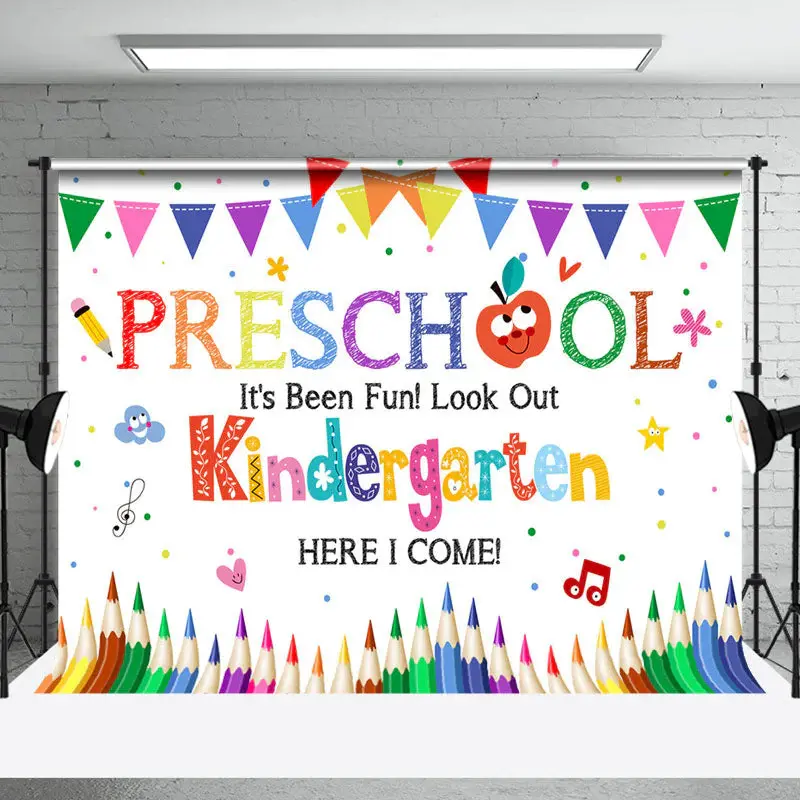 Here I Come Colorful Pens Back To School Backdrop - Aperturee