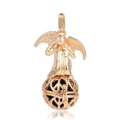 Golden Plated Brass Hollow Round Cage Pendants