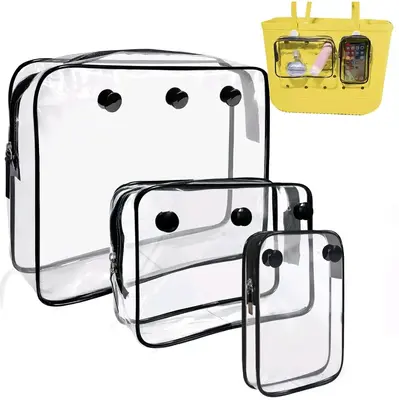 Clear Insert Bag for Rubber Beach Bag, Accessories, Designer Zipper Inner Bag Divider Storage Compatible with Bogg Bag, Trans...