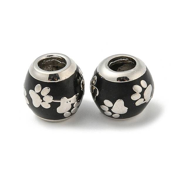 Platinum Tone Alloy Enamel European Beads