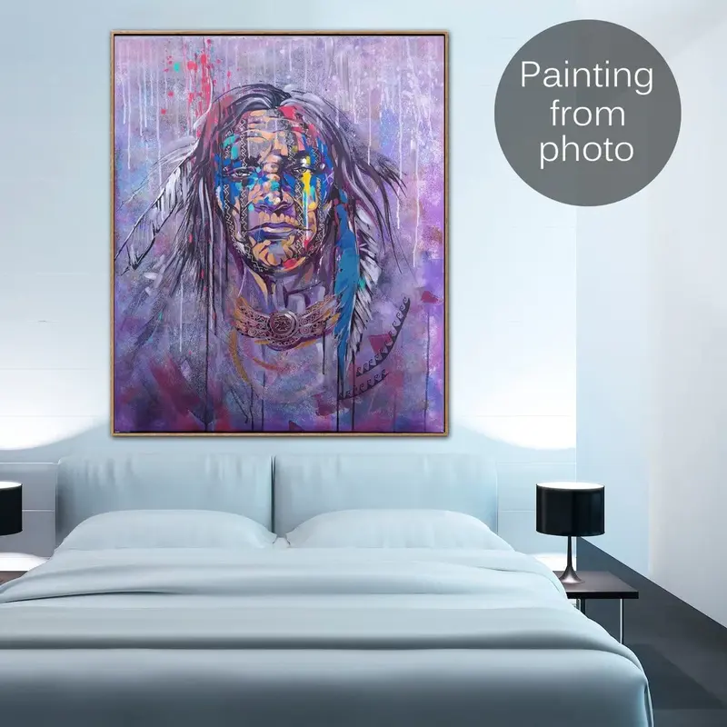 Abstract Figurative Paintings From Photo Custom Indian Style Painting Original Memento Artwork Wall Decor | PAINTING FROM PHO...