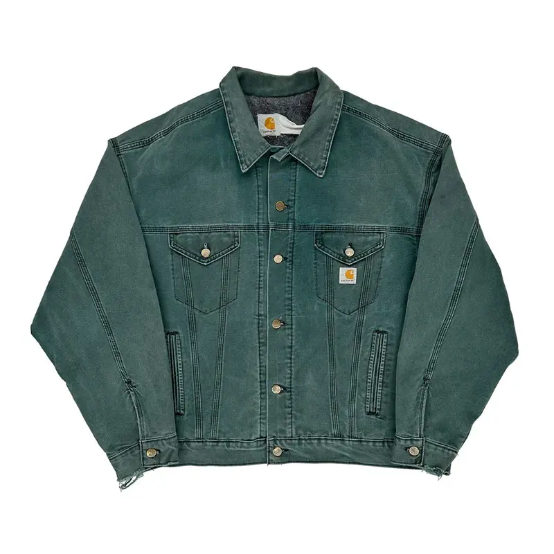 Carhartt Oversized Denim Jacket - Large Green Cotton | Size: large