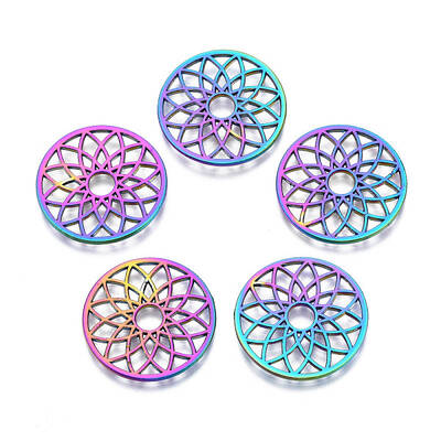 Rack Plating Rainbow Color Alloy Pendants