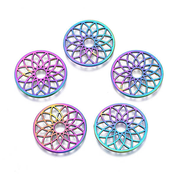 Rack Plating Rainbow Color Alloy Pendants
