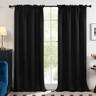 Room Decor Solid Color Curtains, 2 Panels (Multi-Size) β Modern Blackout Drapes, Home Decoration for Living Room, Bedroom, ...