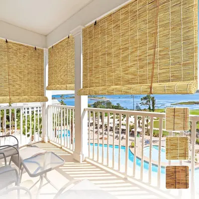 Bamboo Shades Blinds with Lifter (Natural)