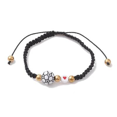 Sport Theme Acylic & Alloy Braided Bead Bracelet