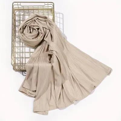 2024Solid Color Stretch Headscarf Ribbed Fabric Sunscreen Women Hijab Outdoor Stylish Thin Lightweight Head Wrapdandy