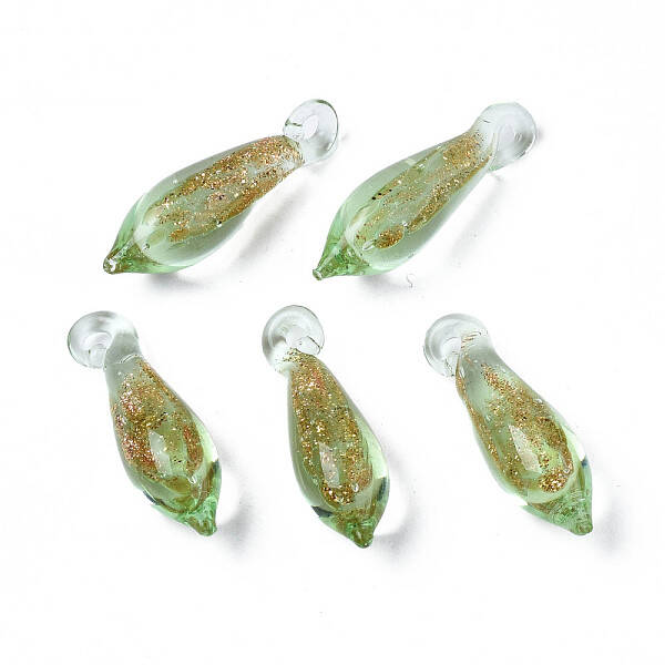 Handmade Gold Sand Lampwork Pendants