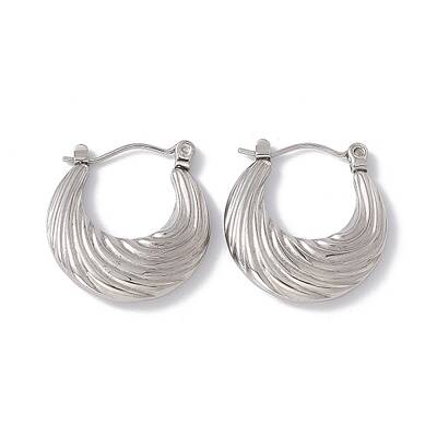Non-Tarnish 304 Stainless Steel Croissant Hoop Earrings for Women