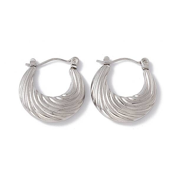 Non-Tarnish 304 Stainless Steel Croissant Hoop Earrings for Women