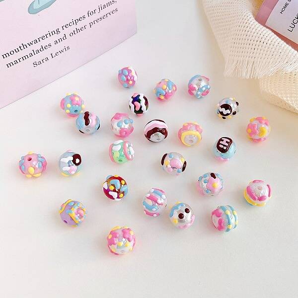 Opaque Acrylic Beads with Enamel