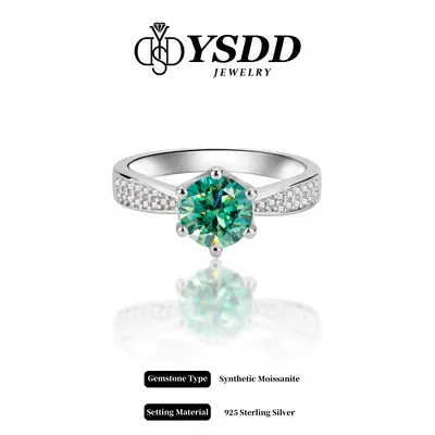 【#264】1Carat Aurora Borealis Green Synthetic Moissanite Ring in Uranus Cut S925