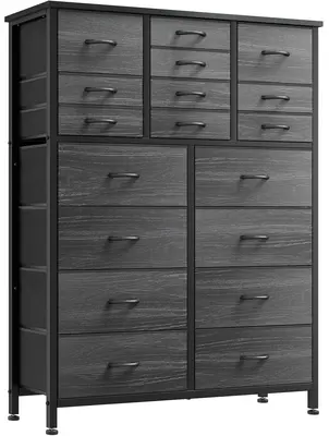 Tall Dresser for Bedroom with 18 Drawers, Fabric Dresser with Wood Top, steel Frame for Closets, Living Room