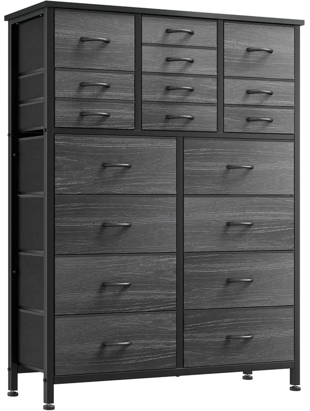 Tall Dresser for Bedroom with 18 Drawers, Fabric Dresser with Wood Top, steel Frame for Closets, Living Room