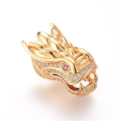 Brass Micro Pave Cubic Zirconia Beads