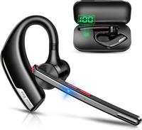 New Bee Driver Bluetooth Headphones: 80hrs Playtime, Dual-Mic Noise Cancellation, Chargeable 500mAh Case Instant Audio Protec...