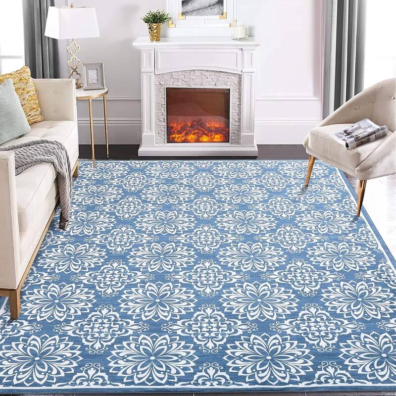 Garvee 9x12 Area Rugs Large Machine Washable Rug Living Room Rugs Modern Floral Rugs for Bedroom Non Slip Soft Indoor Carpet ...