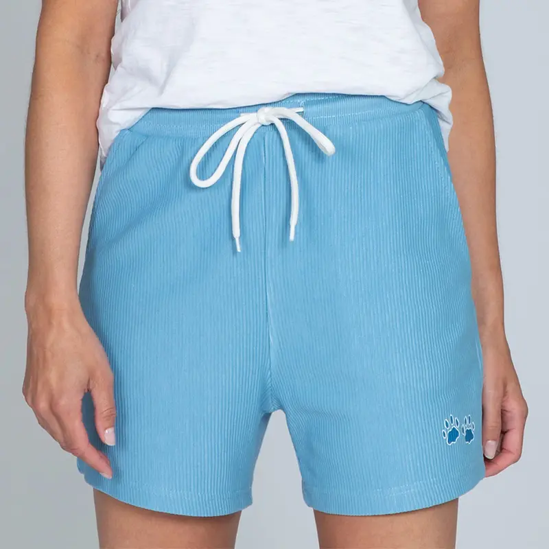 Corded Fleece Paw Print Shorts - Brick - L