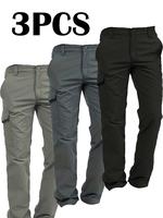 3PCS Sporty Men's Flap Pocket Waterproof Cargo Pants, Regular Fit Sport Quick Drying Jogger Trousers, Pants for Men, Men's Jo...