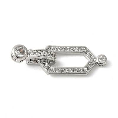 Brass Pave Clear Cubic Zirconia Fold Over Clasps
