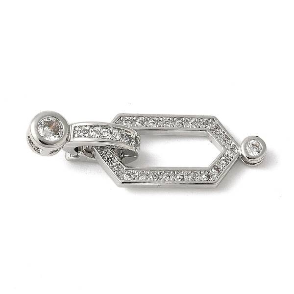 Brass Pave Clear Cubic Zirconia Fold Over Clasps