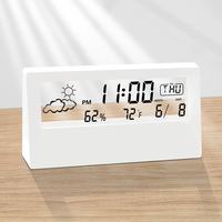 Temperature & Humidity Display Alarm Clock without Battery, 1 Count Modern Design Desktop Clock, Alarm Clock for Office, Livi...