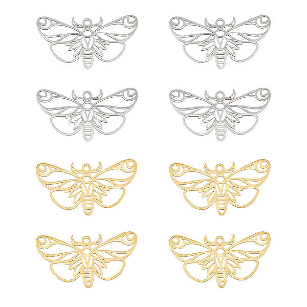 8Pcs 2 Colors 201 Stainless Steel Pendants