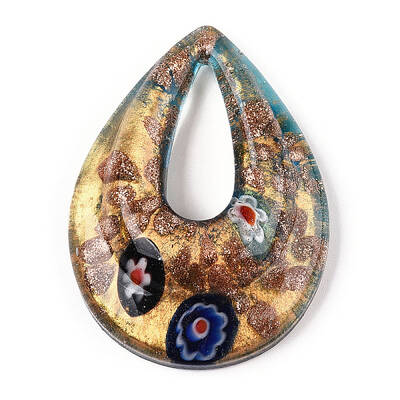 Handmade Gold Sand Lampwork Big Pendants