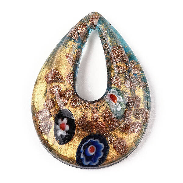 Handmade Gold Sand Lampwork Big Pendants