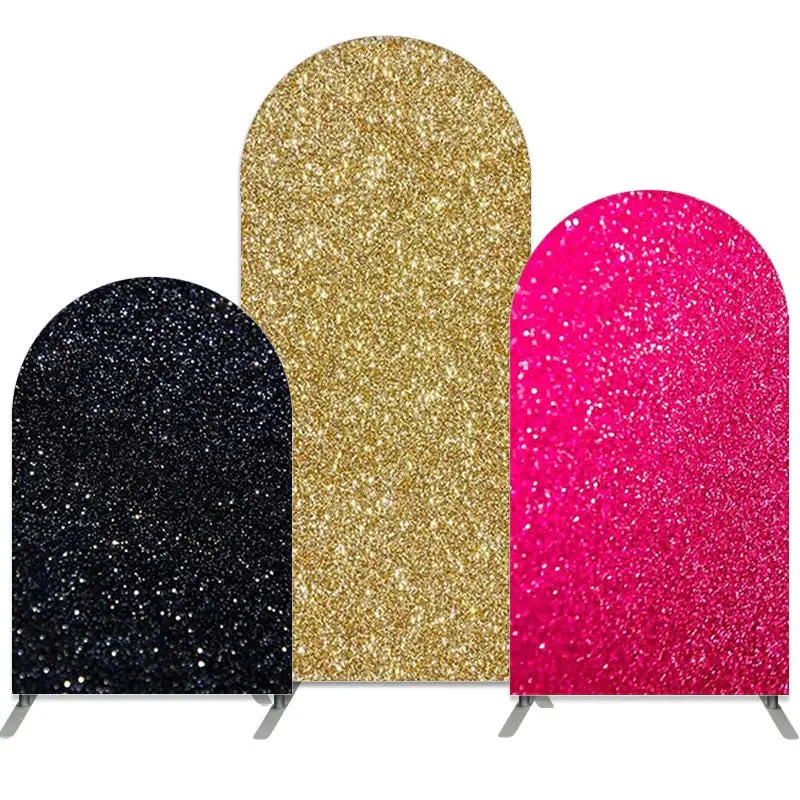 Aperturee Black Gold Glitter Theme Hot Pink Birthday Arch Backdrop Kit | Wedding Arch Backdrop | Diy Arch Backdrop Cover | Ro...