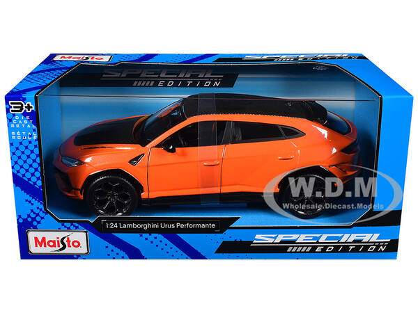 Lamborghini Urus Performante Orange Metallic with Carbon Hood and Top Special Edition Series 1/24 Diecast Model Car by Mais...