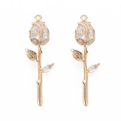 Brass Micro Pave Cubic Zirconia Pendants