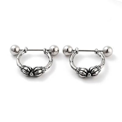 Crown 316 Surgical Stainless Steel Shield Barbell Hoop Earrings