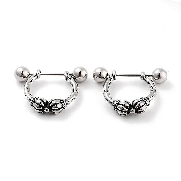 Crown 316 Surgical Stainless Steel Shield Barbell Hoop Earrings