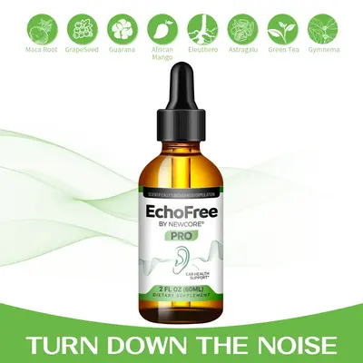 NEWCORE EchoFree PRO 2oz Liquid Formula for Ear Wellness with Chromium Picolinate Ginkgo Biloba & GABA Vegan Daily Support fo...