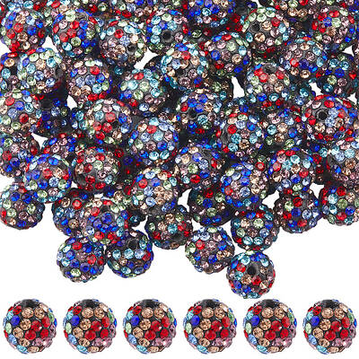100Pcs Polymer Clay Pave Rhinestone Beads