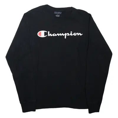 CHAMPION T-Shirt Black Long Sleeve Mens S