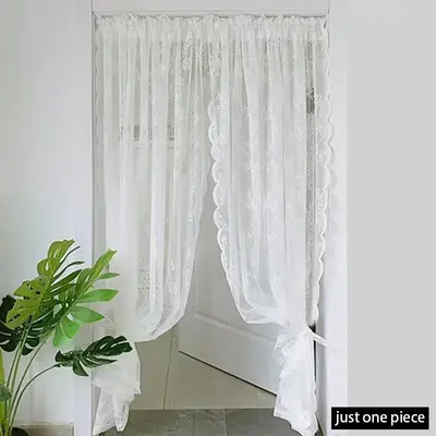 Solid Color Lace Door Curtain, 1 Count Modern Simple Soft Comfortable Lace Door Curtain, Door Decorative Curtain, Home Decora...