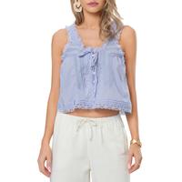 Women's Y2K Loose Fit Round Neck Vest Sleeveless Button-Up Lace Trim Patchwork Outwear Gilet Crop Tank Tops Leggings Shirt