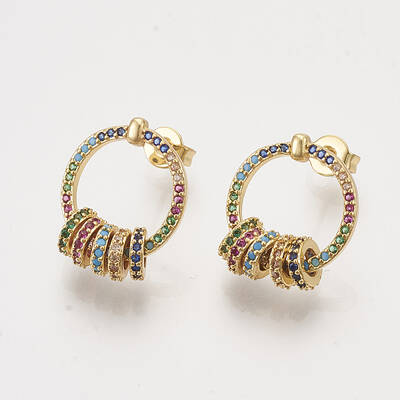 Brass Cubic Zirconia Stud Earrings