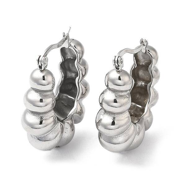 Non-Tarnish 304 Stainless Steel Croissant Hoop Earrings