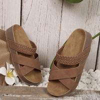 Womens Thick Bottom Braided Cross Sandals Minimalist Summer Casual Slippers Open Toe Sandals Beach Sandals