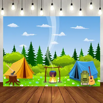 Aperturee Blue Sky Wild Forest Jungle Tents Picnic Backdrop