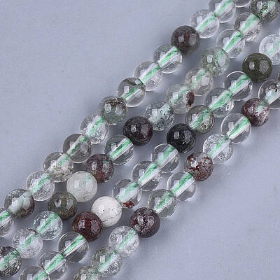 Natural Green Lodolite Quartz/Garden Quartz Beads Strands