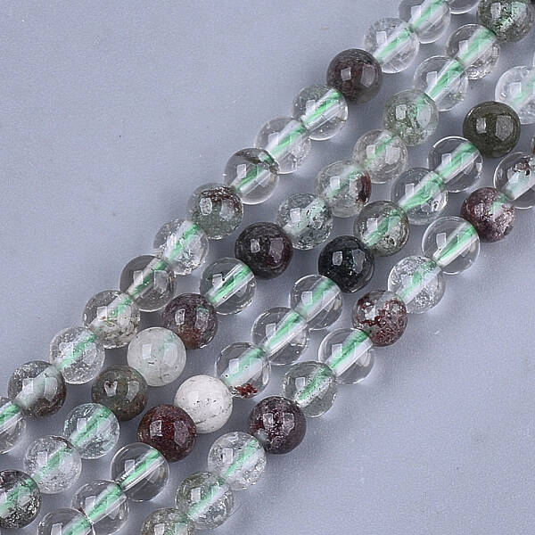 Natural Green Lodolite Quartz/Garden Quartz Beads Strands