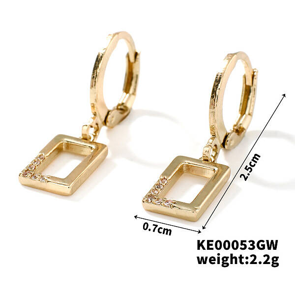 Elegant Vintage Copper Hoop Earrings with Geometric Zircon Stones