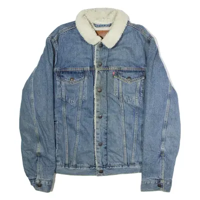 LEVI'S Big E Mens Sherpa Lined Denim Jacket Blue M