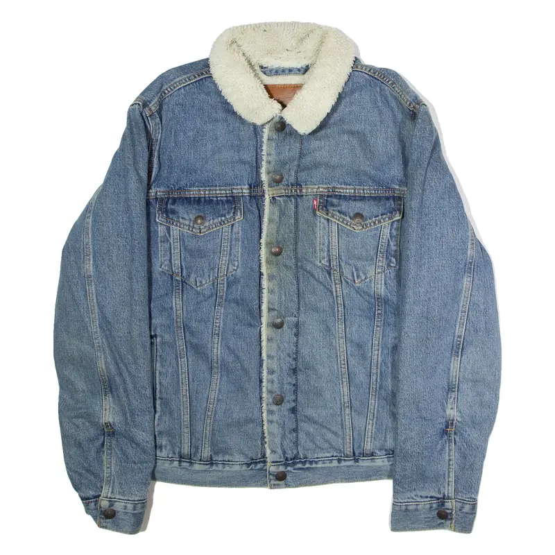 LEVI'S Big E Mens Sherpa Lined Denim Jacket Blue M